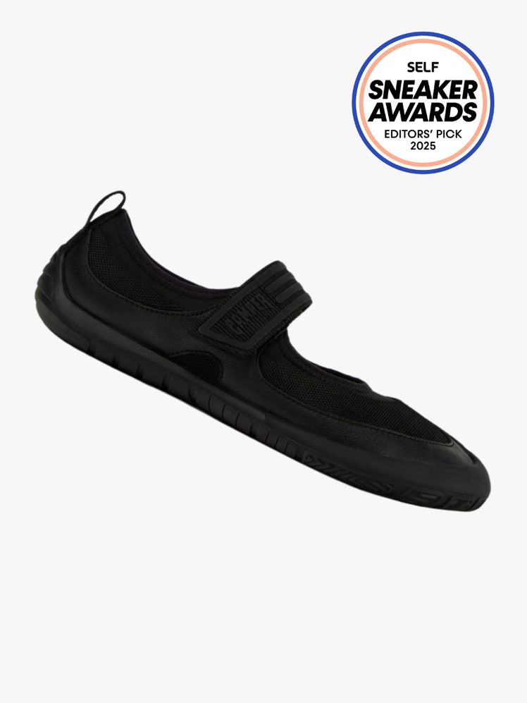 Camper Path Ballerinas in all black. The SELF Sneaker Awards seal is in the top right corner.