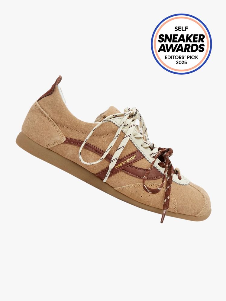 Pompeii Gemini sneaker in brown. The SELF Sneaker Awards seal is in the top right corner.