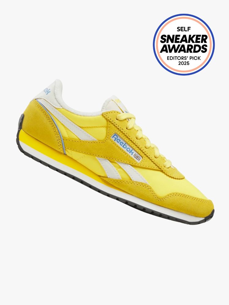 Reebok Classic Az in bright yellow color way. The SELF Sneaker Awards seal is in the top right corner.