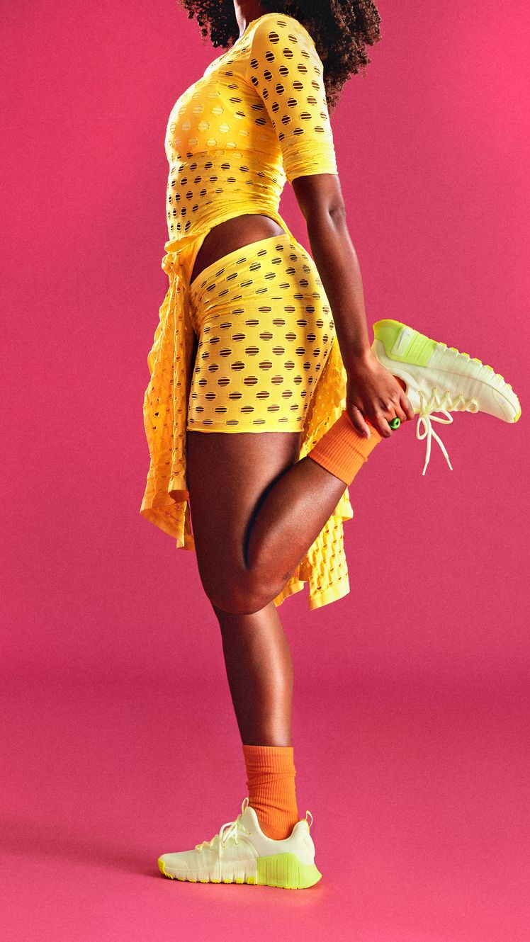 Image may contain Clothing Footwear Shoe Adult Person Sleeve Body Part Thigh and High Heel